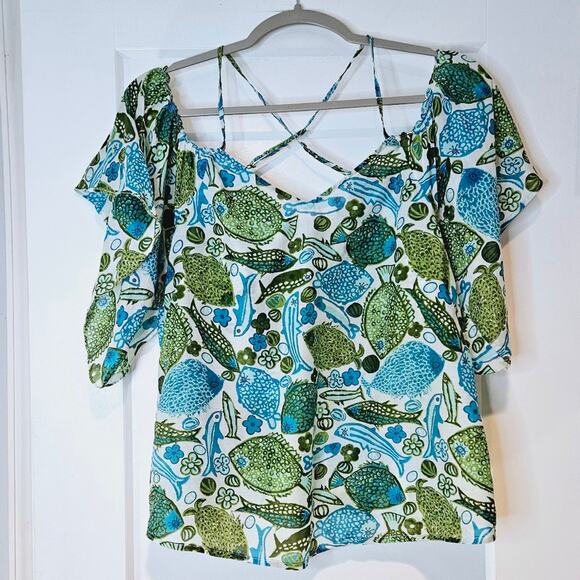Anthropologie Vanessa Virginia Puget Sound Fish Pattern Top - Picture 1 of 7